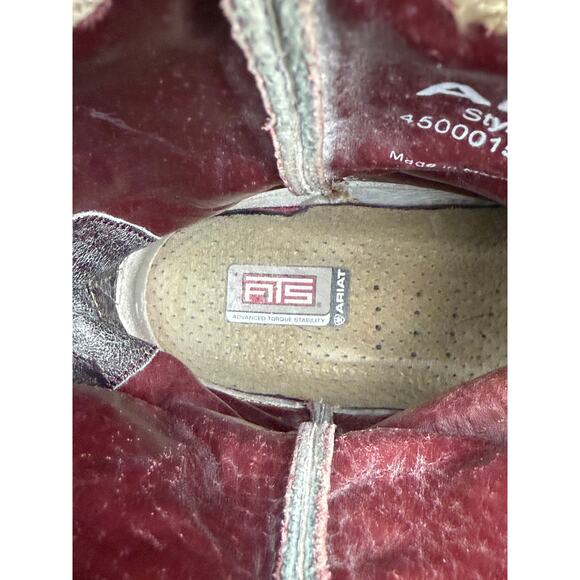 Ariat Western Cowboy 2 Tone Boots Shoes Leather Embroidered Brown Tan Mens 8.5 - Picture 8 of 9